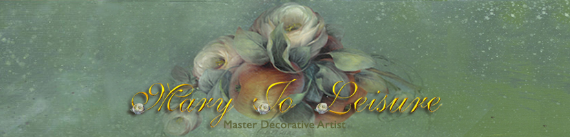 Mary Jo Leisure was one of 22 who formed what is know known as the Society of Decorative Painters.  She served on the Board of Directors from 1973 to 1993 as 1st Vice President, Executive Secretary, and Editor of The Decorative Painter and now holds the title of Editor Emeritus.  She was awarded the Certification of Master Decorative Artist in 1973.  She received the first Silver Palette was warded by the SDP in 1978.